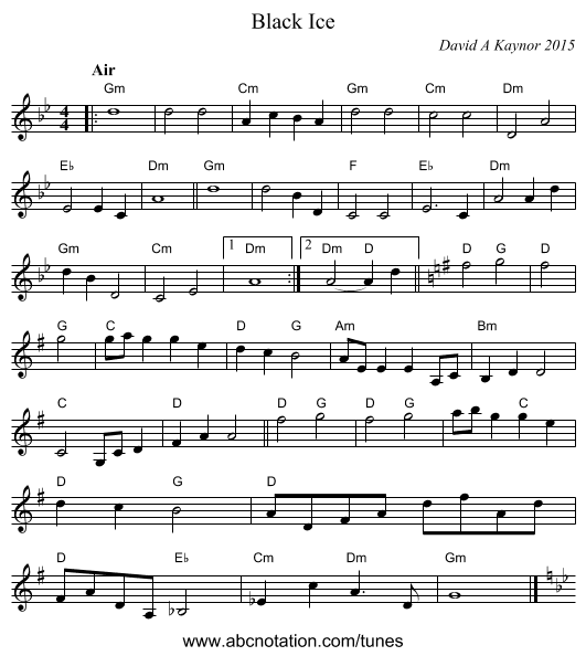 Black Ice - staff notation