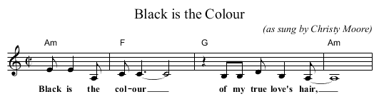 Black is the Colour - staff notation