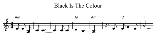 Black Is The Colour - staff notation