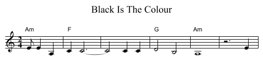 Black Is The Colour - staff notation