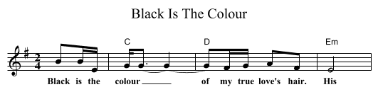 Black Is The Colour - staff notation