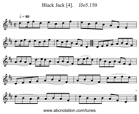 Black Jack [4].    JJo5.150 - staff notation