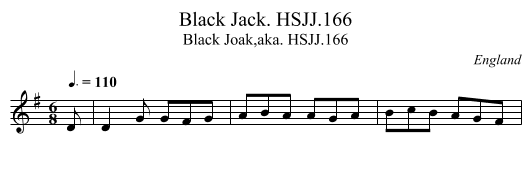 Black Jack. HSJJ.166 - staff notation
