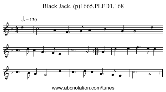 Black Jack. (p)1665.PLFD1.168 - staff notation