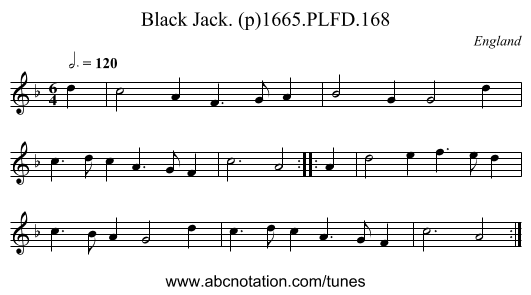 Black Jack. (p)1665.PLFD.168 - staff notation