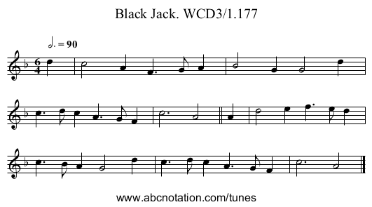 Black Jack. WCD3/1.177 - staff notation
