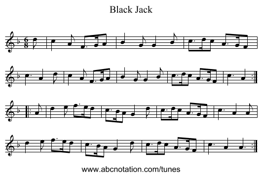 Black Jack - staff notation