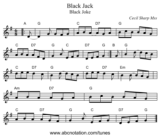Black Jack - staff notation