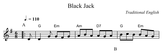 Black Jack - staff notation