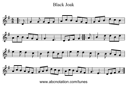 Black Joak - staff notation