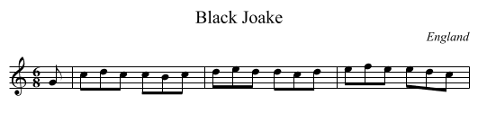 Black Joake - staff notation