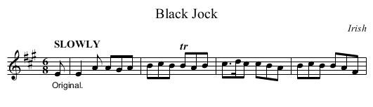Black Jock - staff notation