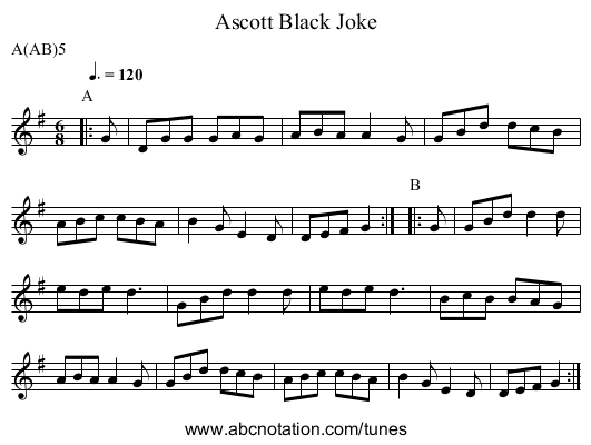 Black Joke, Ascott - staff notation