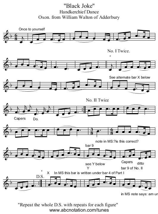 Black Joke - staff notation