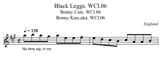Black Leggs. WCl.06 - staff notation