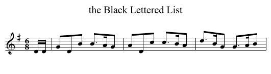 Black Lettered List, the  - staff notation