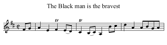 Black man is the bravest, The - staff notation