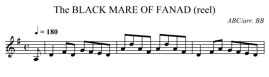 BLACK MARE OF FANAD (reel), The - staff notation