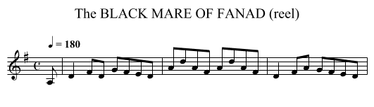 BLACK MARE OF FANAD (reel), The - staff notation