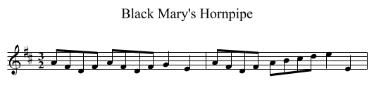Black Mary's Hornpipe - staff notation