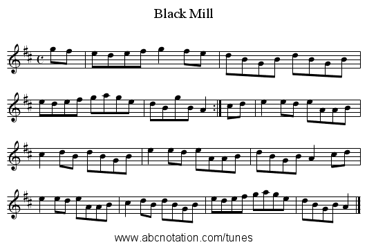 Black Mill - staff notation