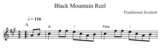 Black Mountain Reel - staff notation