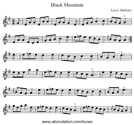 Black Mountain - staff notation