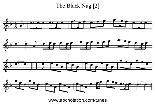 Black Nag [2], The - staff notation