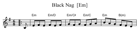 Black Nag  [Em] - staff notation