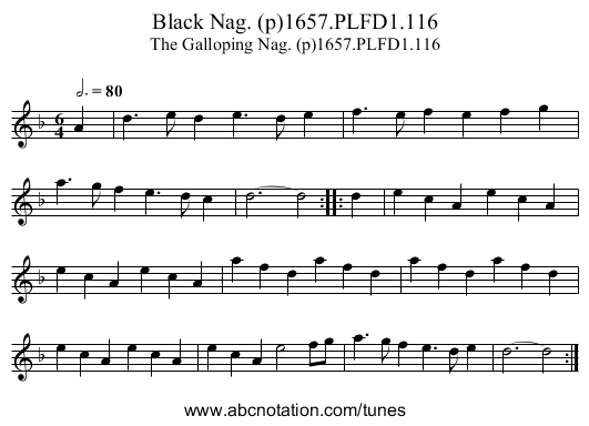 Black Nag. (p)1657.PLFD1.116 - staff notation