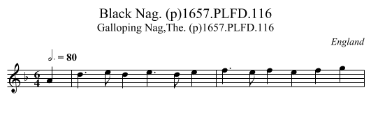 Black Nag. (p)1657.PLFD.116 - staff notation