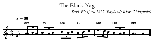 Black Nag, The - staff notation