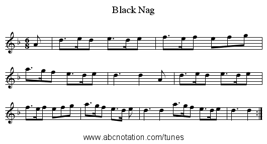 Black Nag - staff notation