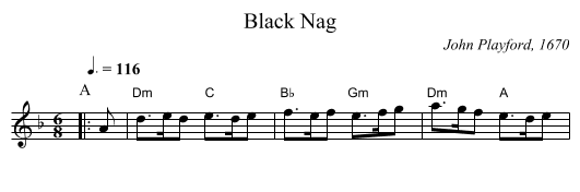 Black Nag - staff notation