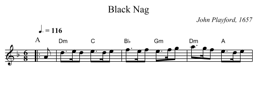 Black Nag - staff notation