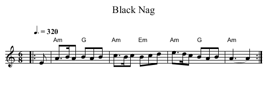 Black Nag - staff notation