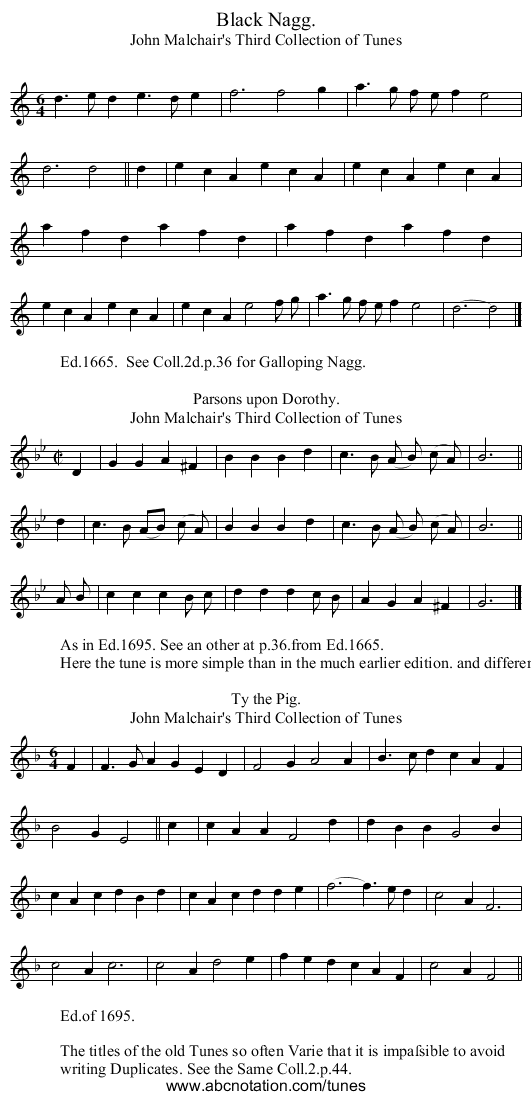 Black Nagg. - staff notation