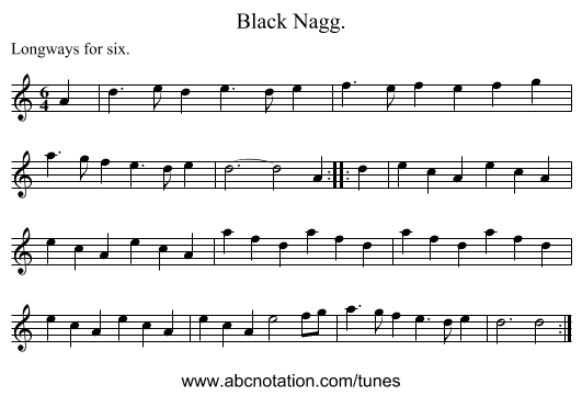Black Nagg. - staff notation