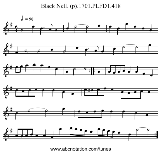 Black Nell. (p).1701.PLFD1.418 - staff notation