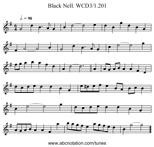 Black Nell. WCD3/1.201 - staff notation