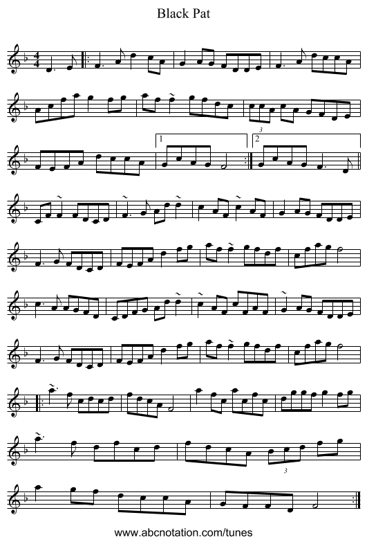 Black Pat - staff notation