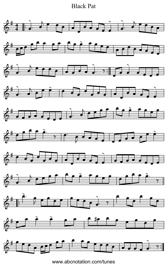 Black Pat - staff notation