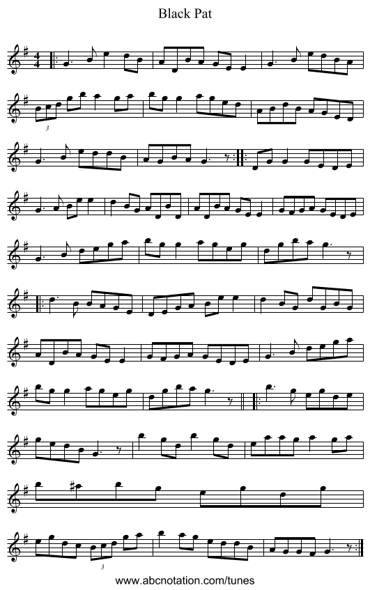 Black Pat - staff notation