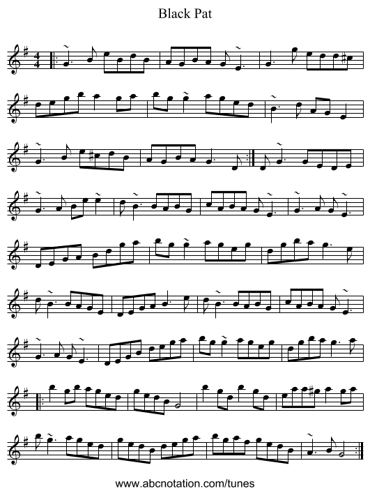Black Pat - staff notation