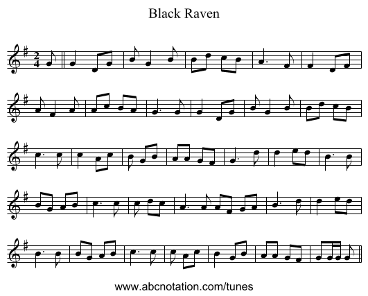 Black Raven - staff notation