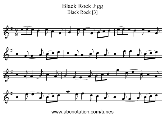 Black Rock Jigg - staff notation