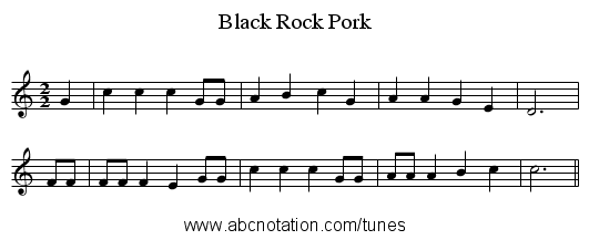 Black Rock Pork - staff notation