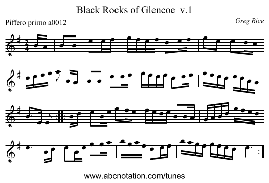Black Rocks of Glencoe  v.1 - staff notation