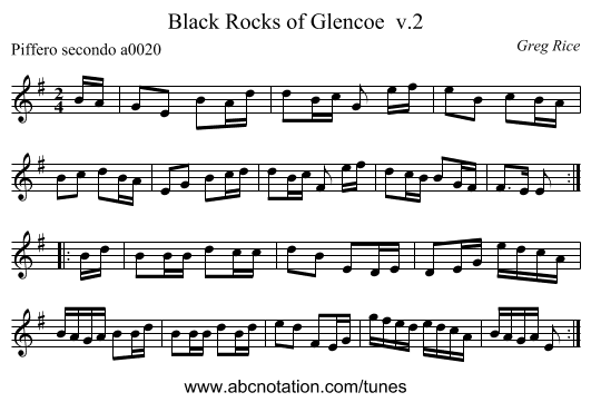 Black Rocks of Glencoe  v.2 - staff notation