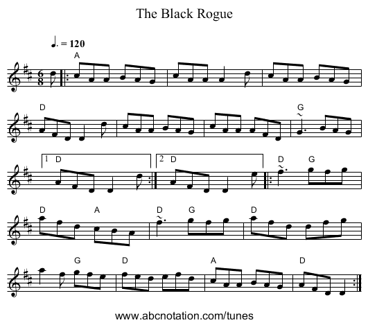 Black Rogue, The - staff notation